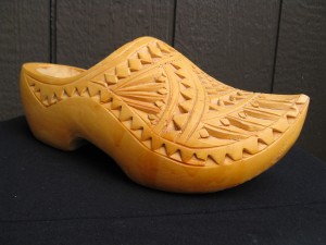 A fancy wooden clog