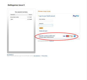 Screenshot showing that you can use your credit or debit card