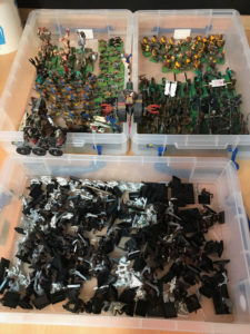 Warhammer – now Oldhammer – Skaven in the editor's collection. These are much-loved and veterans of many battles, but haven't seen action for several years now. By the way, you'll spot some very early plastic models taken from the Advanced Heroquest set here too, some clad in blue, others in yellow.