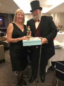 The 'Dandy" award went to the magnificently attired John Dance, seen here with Karen Freeth and his priceless trophy (with added moustache...)