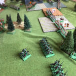 A shot of the situation around that wood in the south. Line infantry have their flank resting on the wood, infested with defiant light infantry. But will they hold?