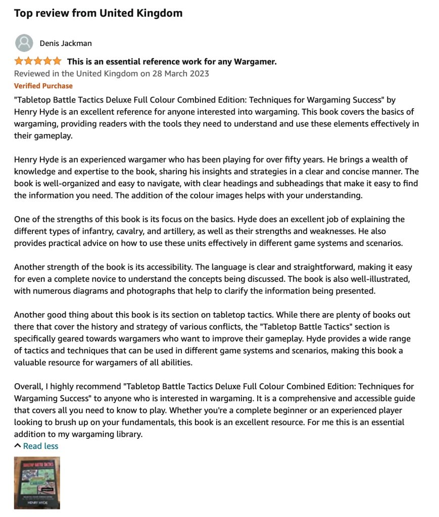 Review of Tabletop Battle Tactics Deluxe edition on Amazon