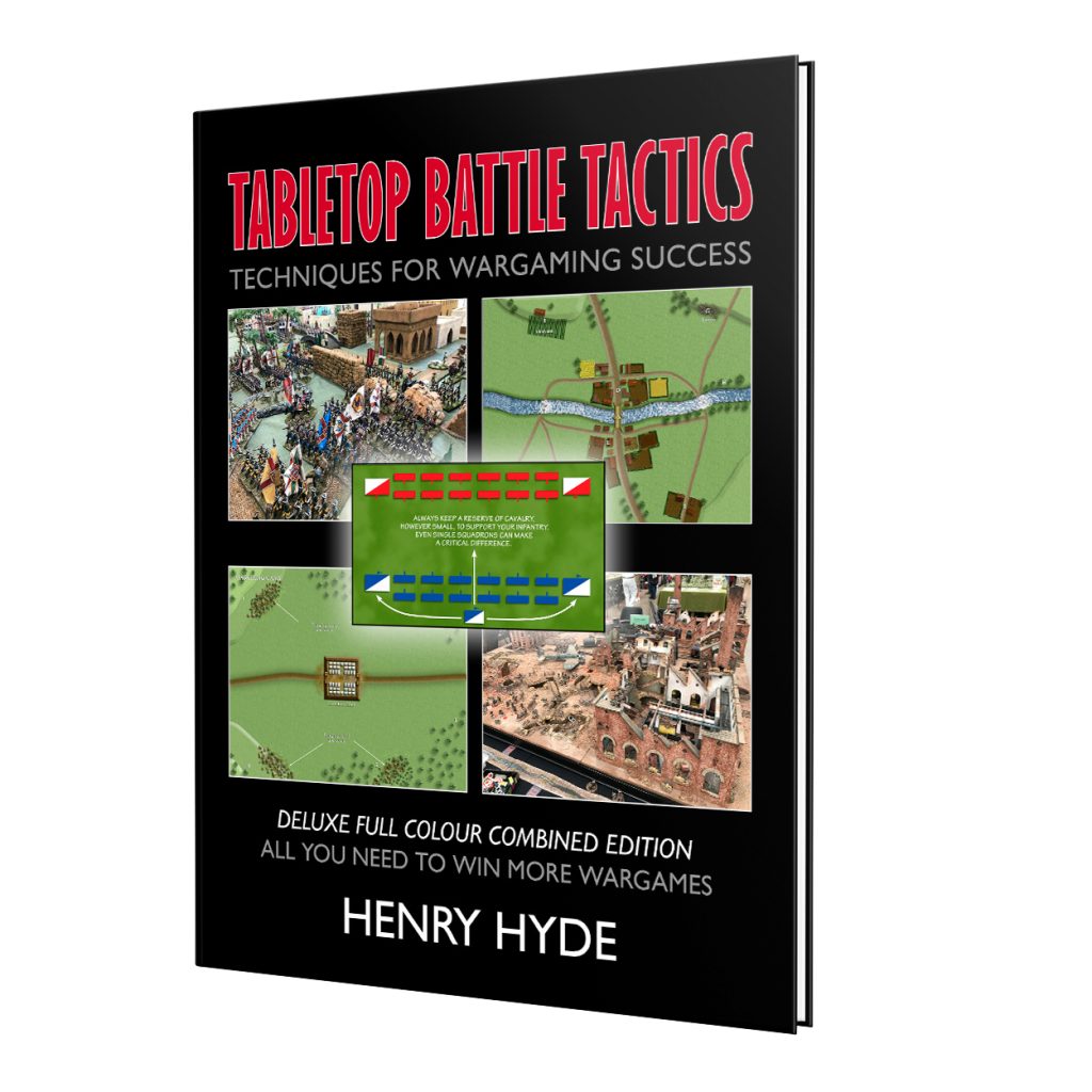 Tabletop Battle Tactics: Techniques for Wargaming Success. Deluxe Full Colour Combined Hardback Edition—All You Need to Win More Wargames. (3d render of book)