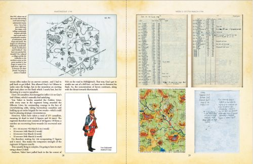 A detailed map from the book showing a detail map and one of the army movement maps